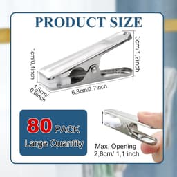 Thijox - 80 Stuks Roestvrij Stalen Wasknijpers met Zachte Grijperpad - Duurzame Kledingclips voor Handdoeken, Sokjes, Ondergoed en Kleding - Perfect v — thumbnail 5
