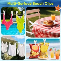 Thijox - 8 Stuks Handdoekclips voor Ligstoelen - Grote Witte Strandhanddoekclips - Zonnebedhanddoekclips - Handdoek Haringen voor Strand en Camping - — thumbnail 3