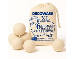 SnelShoppen - Droogballen van Wol XL [6-pack] – Natuurlijke Herbruikbare Wasverzachter, Vermindert Kreukels en Droogtijd, Milieuvriendelijk Alternatie