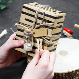 Thijox - 120 Mini Wasknijpers Houten Clips met 50m Jute Touw - Decoratie voor Foto's, Collages, Ansichtkaarten, Geluksgeschenken - Natuurlijke Kleur v — thumbnail 3