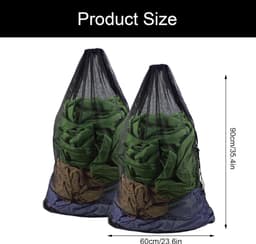 Thijox - 2 stuks wasnet voor wasmachine 60x90cm groot waszak met koordstopper herbruikbaar Laundry Bag wasbeutel voor kleding en dekbedovertrekken (zw — thumbnail 5