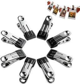 Metalen Wasknijpers - Opbergklemmen Kleding - Kleding Ophangen - Roestvrijstalen Duurzaamheid - 8 Stuks - Zwart — thumbnail 1