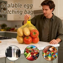 Mesh Produce Bags - Groente Netten - Boodschappen Doen - Ademend Materiaal - 100 Stuks - Geel — thumbnail 4