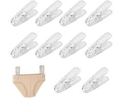 Wasknijpers - Kledingklemmen Handdoekclips - Kleding Drogen - Winddicht Versterkt - 10 stuks - Transparant