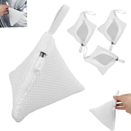 4 stuks - mini waszakjes - set van gaaswaszakjes - witte ritssluiting driehoek 12cm*12cm- Fijne waszak voor in de wasmachine - wit — thumbnail 2