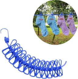 Reis Waslijn - Kledinglijn Klemmen - Kleding Drogen - Elastisch Verstelbaar - 3 Meter - Blauw — thumbnail 4