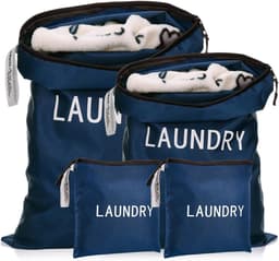 Waszak voor op Reis - Blauw - 60 x 45 cm - Waterdichte Opvouwbare Tas - Voor Vuile Kleding — thumbnail 1