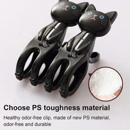 Katten Wasknijpers - Kleding Clips - Kleding Droge - Antislip Ontwerp - 7.3 cm per stuk - Zwart — thumbnail 2