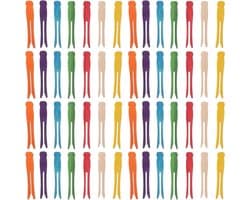 Houten Wasknijpers - Mini Clips Knutselen - Kaart Ophangen - Stevige Platte Grip - 100 Stuks - Meerkleurig