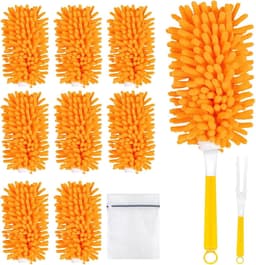 8 stuks wasbare stofvegers, stofvegers met handgreep en waszak, stofmagneet navulling voor Swiffer huishoudhulp, 360° heavy duty stofwisser voor nat- en droogreiniging — thumbnail 1