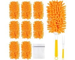 8 stuks wasbare stofvegers, stofvegers met handgreep en waszak, stofmagneet navulling voor Swiffer huishoudhulp, 360° heavy duty stofwisser voor nat- en droogreiniging