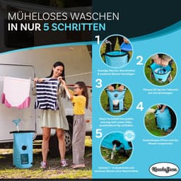 SnelShoppen - Draagbare Wasmachine Zonder Elektriciteit - Opvouwbare Waszak Plunjer Wasbord-Set - Lichtgewicht Handwasmachine voor Kamperen, Reizen, O — thumbnail 2