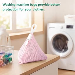 3 stuks - Waszak - Mini waszakjes - Mini Mesh Waszakken - Tas Wasnetten - Reiswaszak - Waszak Wasmachine - BH-waszakje - met rits - huishoudelijke artikelen - voor bh's, ondergoed, sokken en kleine accessoires - 12*12 cm - roze, blauw, beige — thumbnail 4