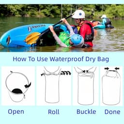 tas, 10, 20, 40, 70, 90 liter, waterdichte zak, ultralichte droogzak, waterdichte watersporttassen voor kajakken, strand, zwemmen, kamperen, wandelen, blauw, 20L — thumbnail 2