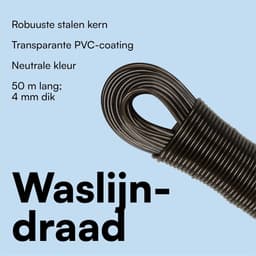 Waslijn Touw - PVC - 50 Meter - Sterke Stalen Kern - Voor Buitengebruik — thumbnail 5