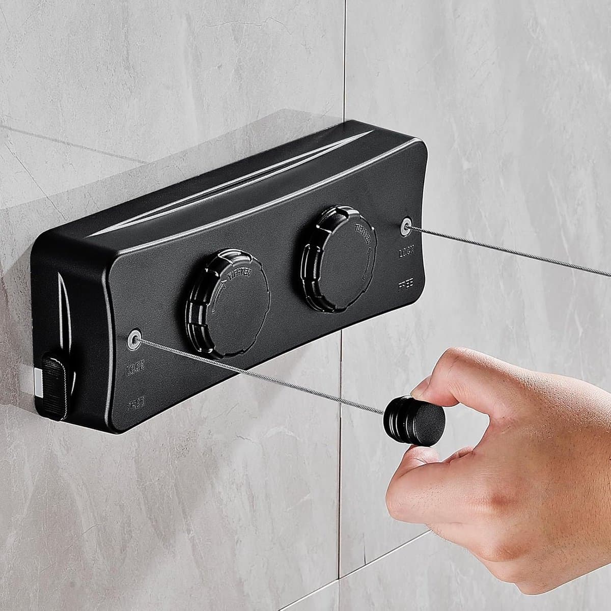 Waslijn voor Binnen - Wit - Uittrekbaar Design - Niet Doorhangend - Voor Balkon en Badkamer — afbeelding 1