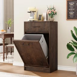 Bresht Waskast - MDF - Voor Badkamer, Wasruimte & Keuken - Met handgrepen - Kantelbeveiliging - Donker bruin - 50 x 35 x 90 cm — thumbnail 5