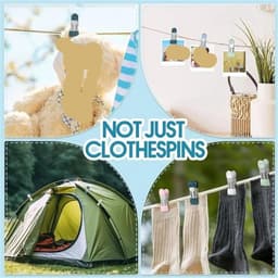 Knijpers Kleding - Waslijn Clips - Kleding Drogen - Roestvrij Staal - 50 Stuks - Blauw — thumbnail 2