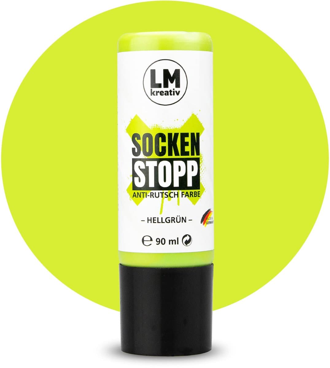 LM-Kreativ Sock Stop antislip textielverf - 90 ml - lichtgroen - op waterbasis en latexvrij — afbeelding 1