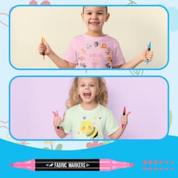 20 textielstiften Dual Tip - wasmachinebestendig en permanent voor T-shirts, stoffen tassen, schoenen en meer - niet giftig, ideaal voor kinderen en volwassenen — thumbnail 5