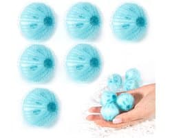 SnelShoppen - Pack van 6 Dierenhaar Verwijder Ballen voor Wasmachine, Herbruikbare Lintballen van Microvezel, 3.5 cm, Verwijdert Pluis, Dierenhaar, Bl