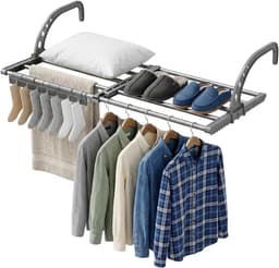 ZRNS® Droogrek Deur - Hangend Wasrek - Handdoekrek Badkamer - Ook voor Balkon of Radiator - Uittrekbaar 38-55 cm — thumbnail 1