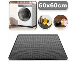 Antislip Siliconenmat Van 60x60 cm Met Opstaande Rand - Waterdicht Vaatwasmachinebestendig Kleurvast - Multifunctionele Beschermmat Voor Apparaten Voerbakken En Afvoer Van Huisdieren - Zwart