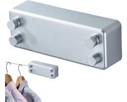 Uittrekbare Waslijn - Droogrek Waslijn - Kleding Drogen - Dubbele Uittrekbaar - 23 cm - Zilver