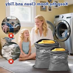 Vouwbare en Waterdichte Waszakken voor Vuile Kleding, 2 Stuks met Rits, Ideaal voor Sport en Vakantie - Donkergrijs — thumbnail 3