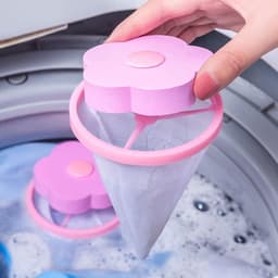 SnelShoppen - 4 Stuks Drijvende Was Riemen Herbruikbare Wasmachine Pluisvanger, Dierenharen Verwijderaar, Filter Mesh Zak, Blauw en Roze — thumbnail 2