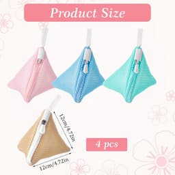4-Delige mini multifunctionele waszak - Polyester mesh waszak - Geschikt voor wasmachines, bh's en ondergoed - Witte rits driehoek 12 cm * 12 cm - kleur — thumbnail 2
