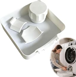 Lekbak Wasmachine - 4-Delige Set - Opvangbak - Universele Wasmachine Lekbak -Afvoerbak Voor Wasmachines - 17.8×17.8×5 Cm - Eenvoudig Te Installeren - Afvoer Van De Wasmachine - Afvoerbak - Geschikt Voor Appartementen, Garages En Huurwoningen - Wit — thumbnail 1