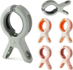 Strandhanddoekclips - 6 stuks - Grote Wasknijper - Quiltclips - Wasknijpers - Grote Knijpers - Handdoekknijpers - Strandlaken Knijpers - Handdoek Klemmen - Strandlakenclip voor strandstoel - Voor badhanddoek, beddengoed en kleding - Groen/wit/roze — thumbnail 1