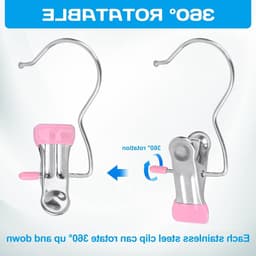 50 Stuks RVS Wasknijpers: 360° Draaibare Klemmen, Draagbare Antislip Haak voor Kleding, Handdoeken en Schoenen in 5 Kleuren — thumbnail 4