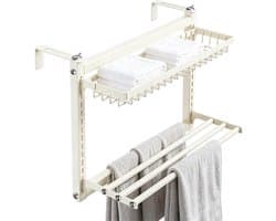 Radiator Droogrek - Handdoekenhanger Badkamer - Kleding Drogen - Montagevrij Ontwerp - 60cm Breed - Mat Zwart
