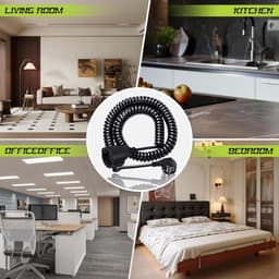SnelShoppen - Spiralextensie kabel met veiligheidscontact - 2 m - Uittrekbare spiralen kabel - 3 x 1,0 mm² voor camping, tuin, keuken, binnen en buite — thumbnail 4