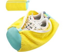 SnelShoppen - Schoenwaszak voor Wasmachine - Herbruikbare en Duurzame Schoenwaszak voor Sport- en Net schoenen 19 x 39 cm Geel met Zachte Binnenborste
