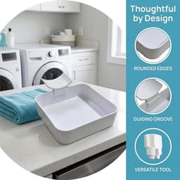 Lekbak wasmachine - Lekbak - 4-delige Set - Inclusief Universele Watergeleider, Reinigingsborstel en Bevestigingsmoer - Wit — thumbnail 4