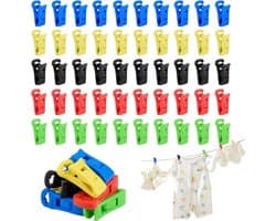 50-delige set sokkenklemmen voor wasmachine en droger, met 1 opbergtas, sokkenhouder wasmachine, sokkenklemmen, wasmachine, sokkenclips, voor dikke sokken, levensmiddelen, foto's