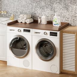 Dailygoods- Werkblad voor Wasmachine/Droger - Houten Werkblad - Opbergruimte - Organisatie - Glad en Gemakkelijk Schoon te Maken - Afmetingen 137 × 70 × 7 cm - Aanrechtblad — thumbnail 4