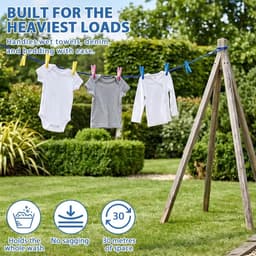 Buitenwaslijn 30m - 4mm zware PVC-gecoate waslijn - Robuust en sterk - Perfect voor tuin en camping - ShopVlot — thumbnail 5
