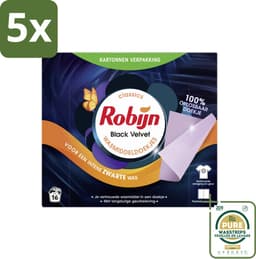 5 x Robijn Classics - Black Velvet - Wasmiddeldoekjes - 16 Wasstrips - Grootverpakking - Zwarte Was - Wasmiddel - Wasmiddeldoekjes - Kleurbescherming - Duurzame Was — thumbnail 1