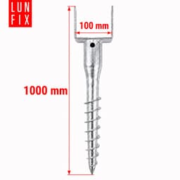 LUN FIX - Paalsteun U - 100x100 mm - grondanker voor inschroeven 1000 mm - 1 stuk — thumbnail 2