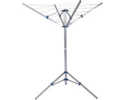 Droogmolen met Voet voor Camping & Thuis - Wasrek Staand - Droogrek Inklapbaar - Zilver met Blauw — afbeelding 1