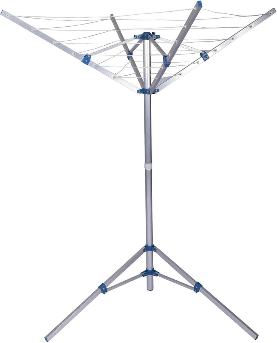 Droogmolen met Voet voor Camping & Thuis - Wasrek Staand - Droogrek Inklapbaar - Zilver met Blauw — afbeelding 1