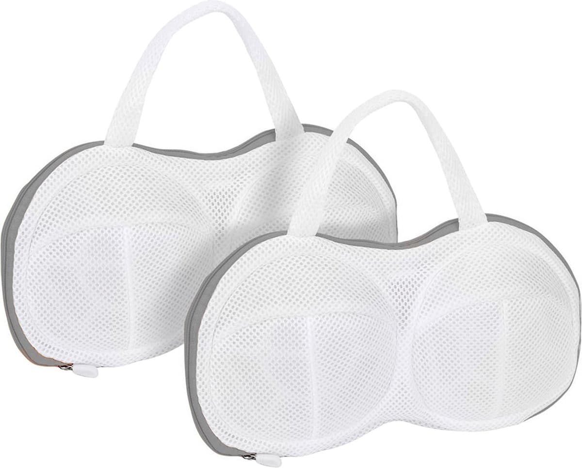 Consumerce® 2 Stuks BH Waszakken – Wit – Waszak – Wasgoed – Met Rits – Lingerie – Laundry Bag – Waszakje – Wasnet – Wasnetten – Wasnetje – Wassorteerder – Wasmachine - Waszakjes — afbeelding 1