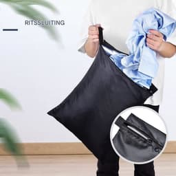 Waterdichte natte droge waszak, vuile waszak, reistas voor natte kleding met ritsen, stoffen luiertassen, multifunctionele waszakken, organizer, opbergtas voor badpakken, sportschool (1 stuk,24 x 32 inch) - zwart - L - 60x80cm — thumbnail 5