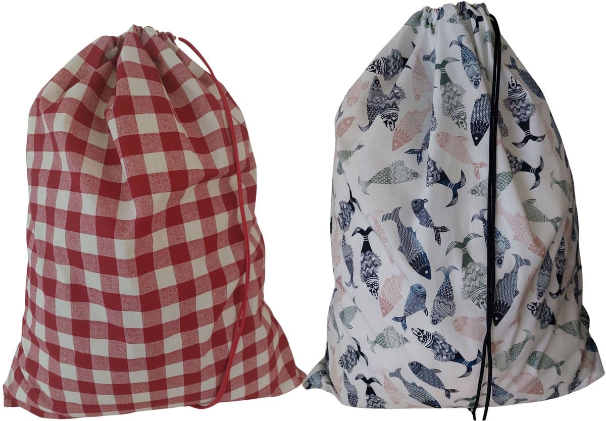 Bluvardi katoenen waszakken set van 2 stuks - XXL -rood ruit-porto — afbeelding 1