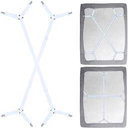 Dutchers® 2x Lakenspanners - Lakenspanner - Dekbedspanners - Dekbedclips - Dekbed Klemmen - Tafelklemmen - Bedbetrels - Verstelbare Elastische Lakenhouders - Overtrekspanners - Universeel - Wit — thumbnail 1