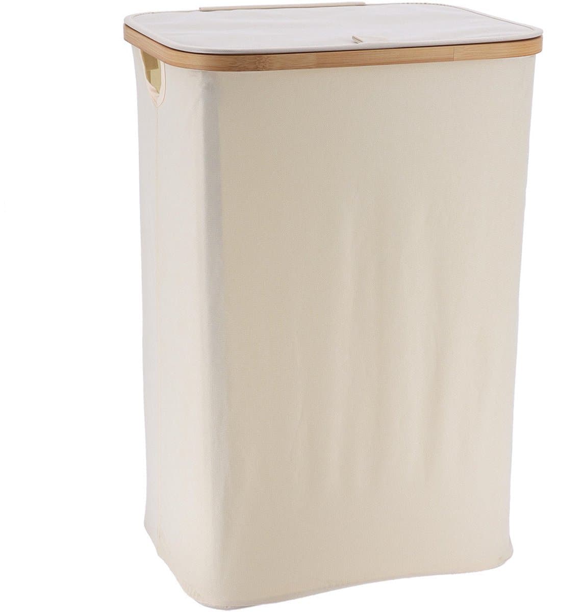 Tendance Wasmand met deksel - bamboe hout - 70L - naturel wit - 60 x 40 x 30 cm - was sorteren — afbeelding 1